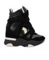 Isabel Marant Balskee Leather And Suede High-top Wedge Sneakers In Black
