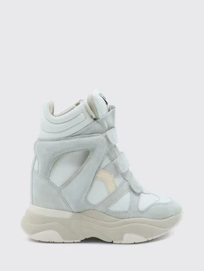 Isabel Marant Balskee High-top Wedge Sneakers In Leather And Suede With Straps In 白色