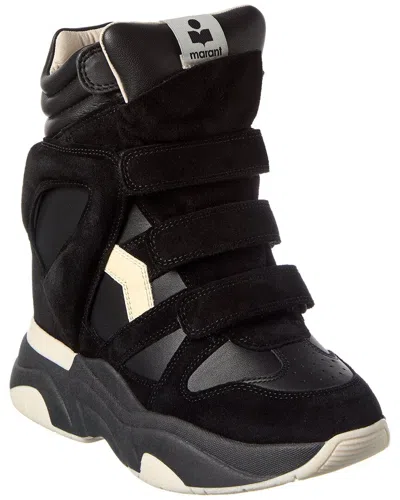Isabel Marant Balskee Leather & Suede High-top Wedge Sneaker In Black