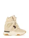 Isabel Marant Balskee Leather And Suede High-top Wedge Sneakers In Nude