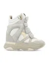 Isabel Marant Women Balskee Suede Sneakers With 90mm Heel In White