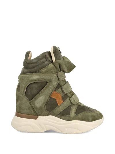 Isabel Marant Balskee Suede Leather High Top Sneakers In Green