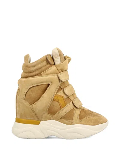 Isabel Marant Beige Balskee Triple Velcro Wedge Sneakers In Neutral
