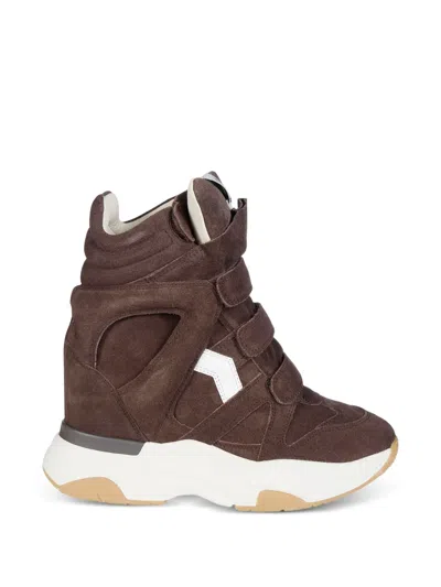 Isabel Marant Balskee Suede Wedge Sneakers In Animal Print