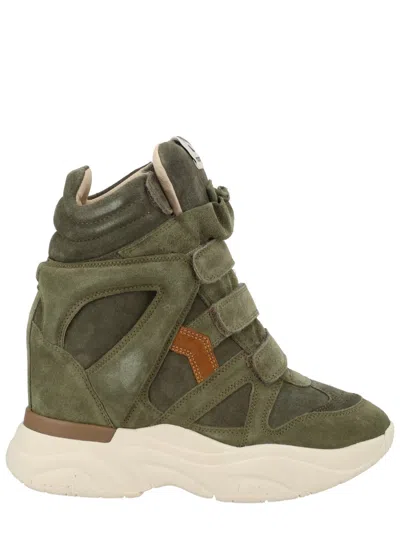 Isabel Marant Balskee Velcro Straps Wedge Sneakers In Green