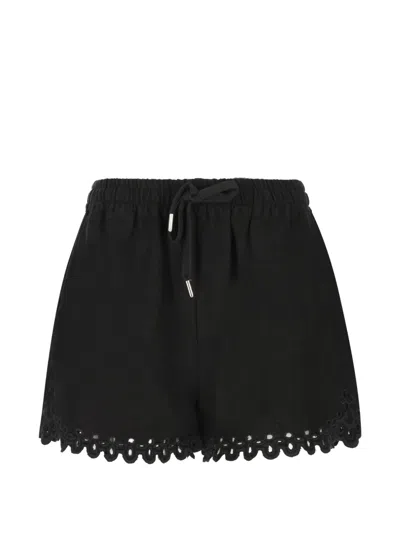 Isabel Marant Balyme Broderie-anglaise Shorts In Black