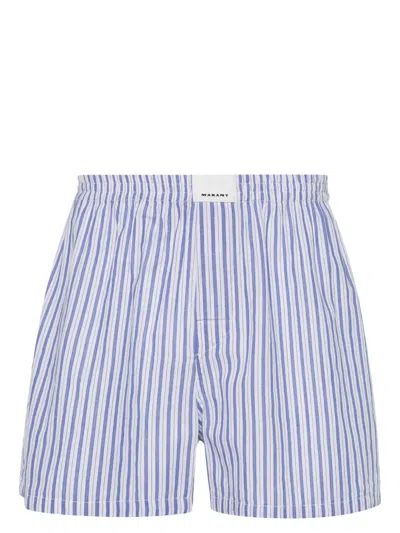 Isabel Marant Barny Striped Boxers In 蓝色