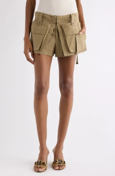 Isabel Marant Barta Cargo Shorts Straps Multiple Pockets In Neutral
