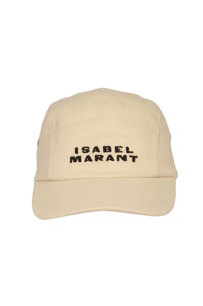 Isabel Marant Ivory Cotton Baseball Cap In Ecru/black