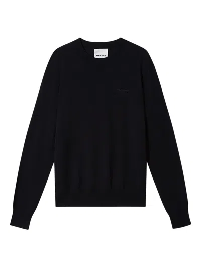 Isabel Marant Basile Ribbed Embroidered-logo Sweater In Black
