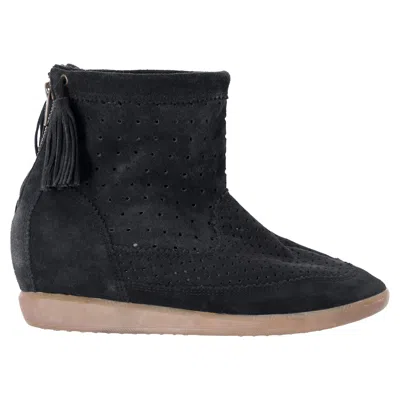 Isabel Marant Basley Tassel-embellished Wedge Ankle Boots In Black Suede