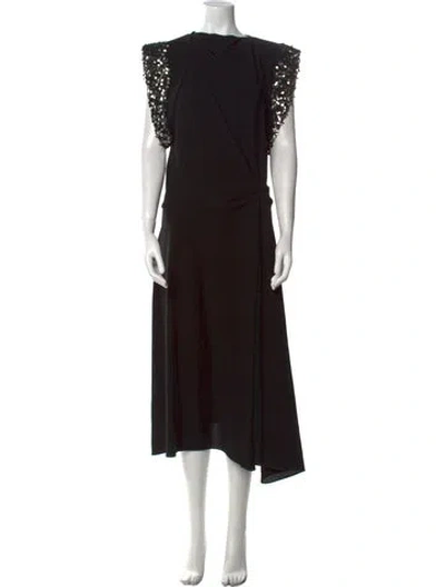 Pre-owned Isabel Marant Bateau Neckline Long Dress In Black