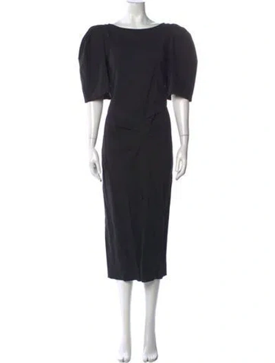 Pre-owned Isabel Marant Bateau Neckline Midi Length Dress In Black