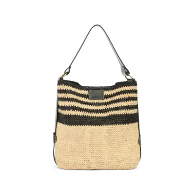 Isabel Marant Bayia Raffia Shoulder Bag In Black