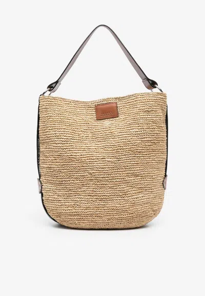 Isabel Marant Bayia Raffia Shoulder Bag In Beige E Marrone