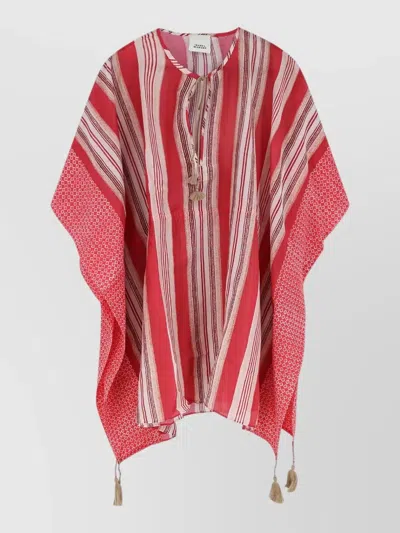 Isabel Marant Beachwear Loose Fit Short Sleeve Stripes Tassels In Red