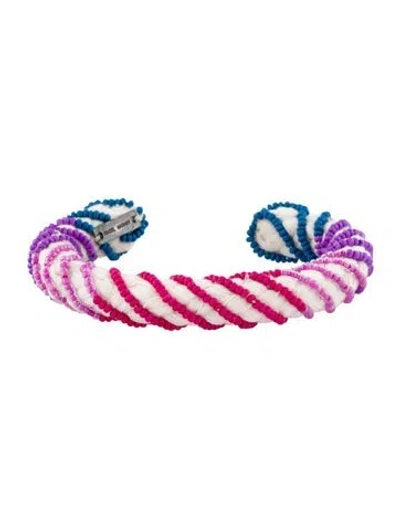 Pre-owned Isabel Marant Bead & Cotton Cuff Bracelet, 6.5"