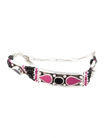 Pre-owned Isabel Marant Bead & Enamel Bracelet, 10.5" In Multi