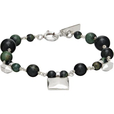 Isabel Marant Bead Bracelet In Dark Green/silver