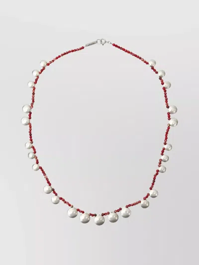 Isabel Marant Beaded Brass Necklace Stud Detailing In Red