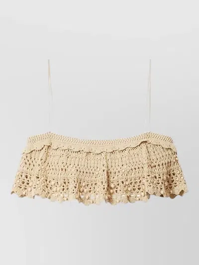 Isabel Marant Oraviel Beaded-details Crochet Cotton Tank Top In Brown