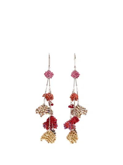 Isabel Marant Beaded Drop Earrings In Red