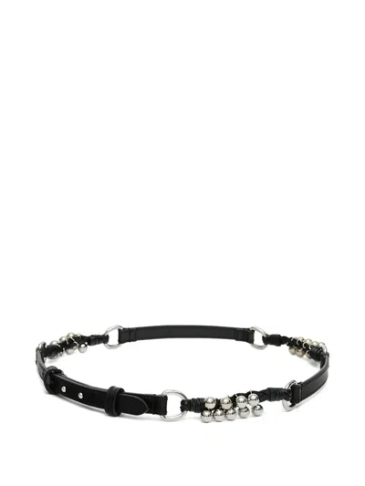 Isabel Marant Beaded Leather Belt In Black