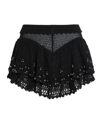 Isabel Marant Metuanie Crocheted Embellished Cotton-blend Shorts In Black
