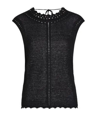 Isabel Marant Metorie Embellished Crochet Cotton-blend Tank In Black