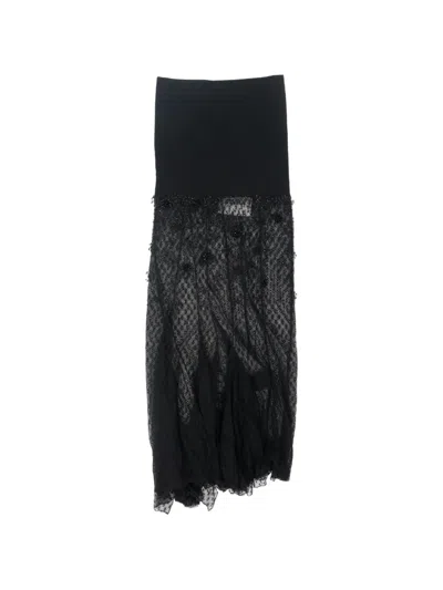 Isabel Marant Bead-embellished Lace-panel Maxi Skirt In Black