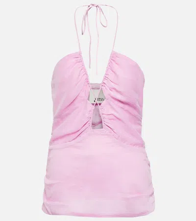 Isabel Marant Becki Printed Cotton And Silk Top In Pink