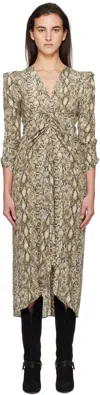 Isabel Marant Albini Python Print Silk Midi Dress In Natural