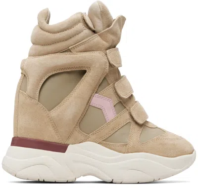 ISABEL MARANT BEIGE & PINK BALSKEE SNEAKERS