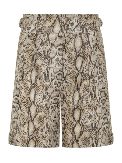 Isabel Marant Beige Animal Print Shorts In Multi