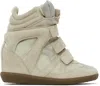 Isabel Marant Bekett Leather-trimmed Suede Wedge Sneakers In Ecru