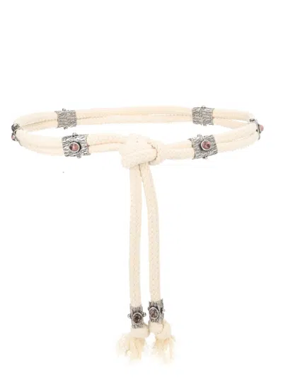 Isabel Marant Aleea Embellished Tasseled Cord Belt In Sand