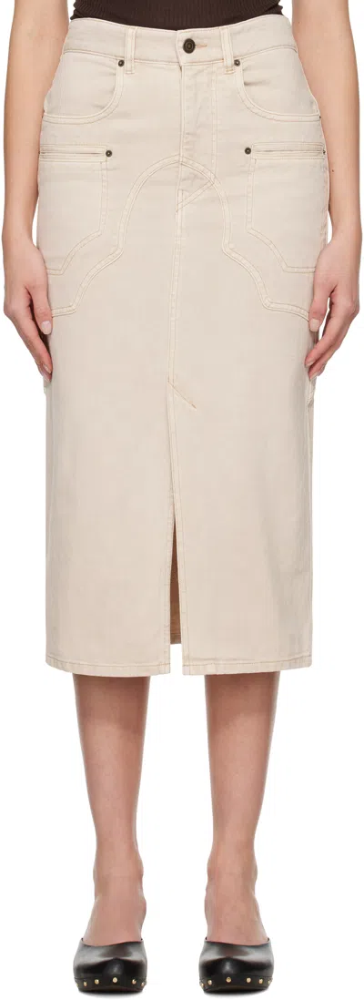 ISABEL MARANT BEIGE BRITT DENIM MIDI SKIRT