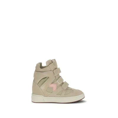 Isabel Marant Beige Calf Leather Bos Taurus Chunky Sneakers In Green