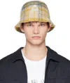Isabel Marant Beige Check Bucket Hat In Ywgn Yellow/green