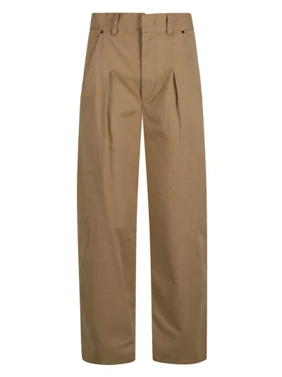 Isabel Marant Beige Cotton Belt Loops Trousers In Brown