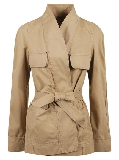 Isabel Marant Beige Cotton Layered Jacket In Brown