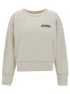 ISABEL MARANT BEIGE CROPPED SWEATSHIRT WITH CONTRASTING LOGO EMBROIDERY IN COTTON BLEND WOMAN