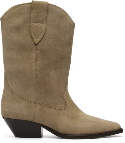 Isabel Marant Beige Duerto Boots In Green