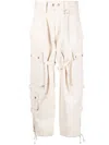 Isabel Marant Cargo Trousers Gold-tone Stud Embellishment In Beige