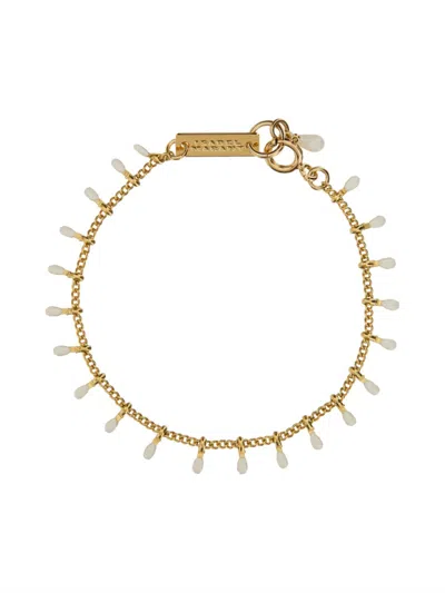 Isabel Marant Beige Embellished Chain Bracelet In Gold