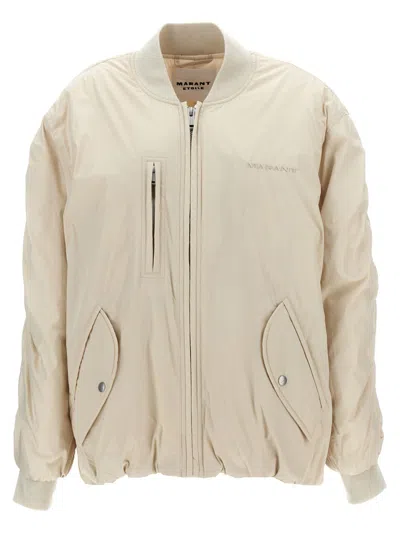 Isabel Marant Beige Embroidered Logo Bomber Jacket