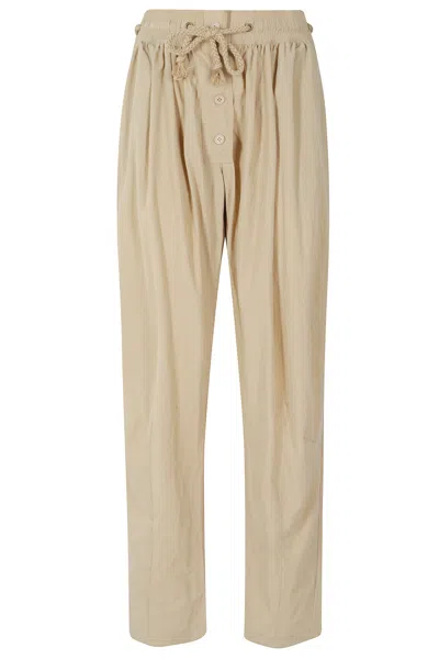 Isabel Marant Beige Falcona Gd Drawstring-waist Straight-leg Tencel-blend Pants In Gold