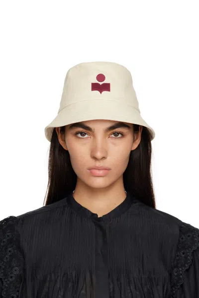 Isabel Marant Beige Haley Bucket Hat In Ecrd Ecru/red