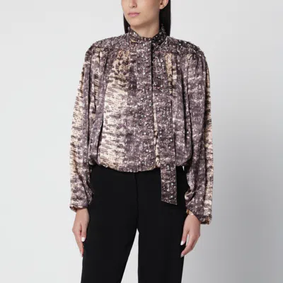 Isabel Marant Beige Laraya Blouse In Silk With Python Print In Multi