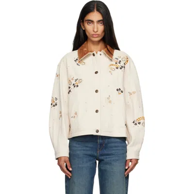 Isabel Marant Beige Lavine Denim Jacket In 23ec Ecru